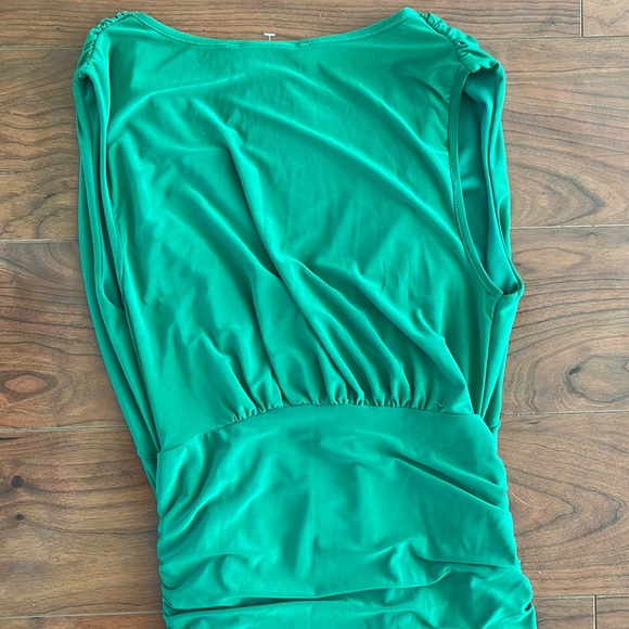 NWT All Saints Green V Neck Ruched Mini Bodycon Dress - Picture 6 of 8